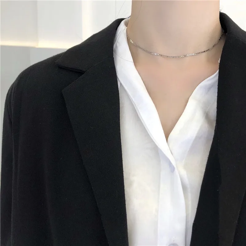 

2021 New Soft Necklace Women's Wedding Jewelry Silver Chain Punk Gothic Necklace Jewelry Collier Femme for Jewelry Gifts