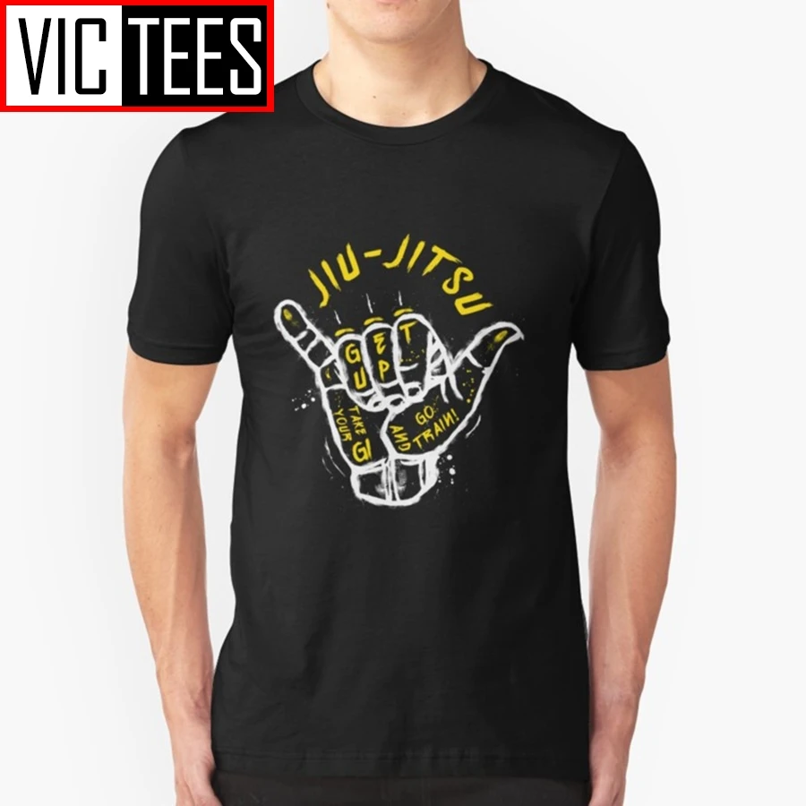 

Men T Shirt Gesture Jiu-Jitsu Go Train Brazilian Jiu Jitsu BJJ Funny 100% Cotton Tees Popular Judo T-Shirts Men
