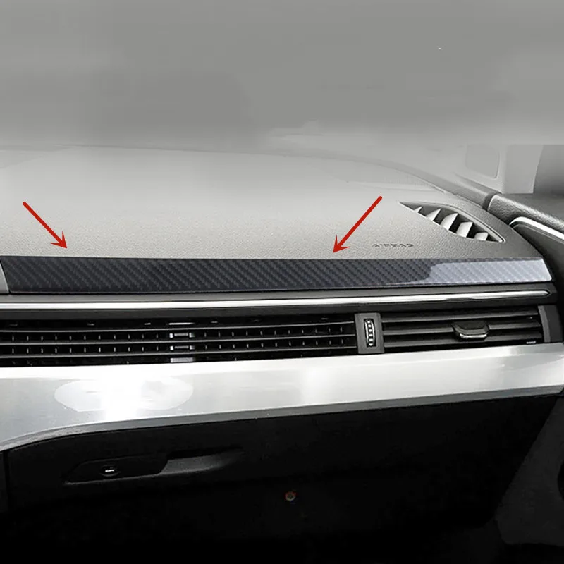 

Carbon Fiber Car Inner Co-pilot Dashboard Cover Trim Strips Car Styling For Audi A4 B9 A5 2017-2019 Car Interior Accessories
