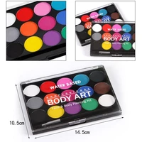 15 color face body painting oil safe kids flash tattoo painting art halloween party makeup dress beauty palette with brush kit