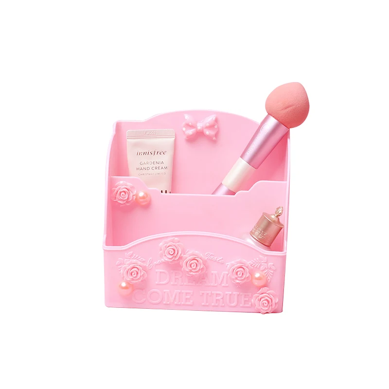 

Pink Carve Cosmetic Brush Storage Box Multi-grid Sundrie Holder Stationery Organizer Container Pencil Bucket Bin Saving Ornament