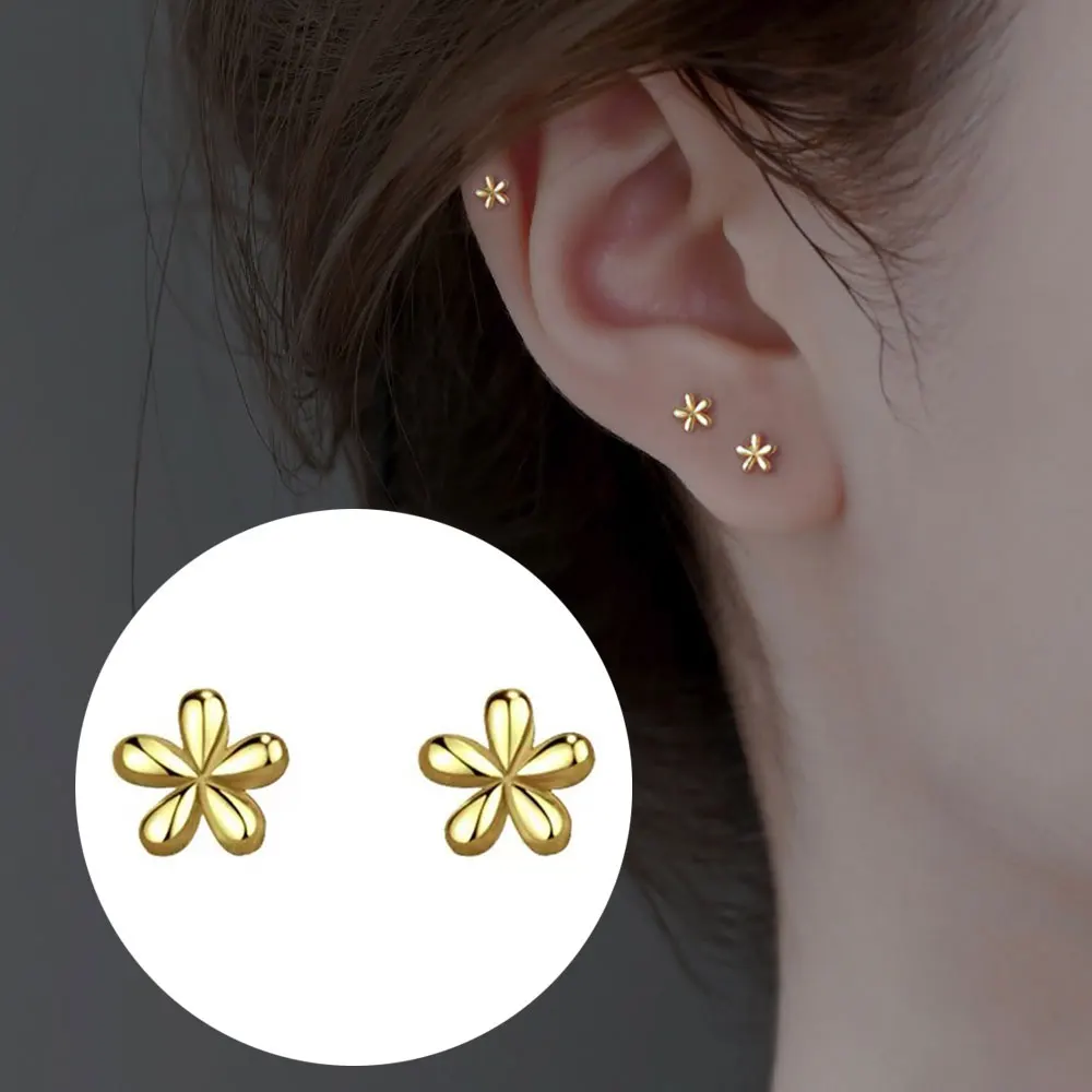 Новые корейские темпераментные маленькие серьги-гвоздики с цветком 4 мм для