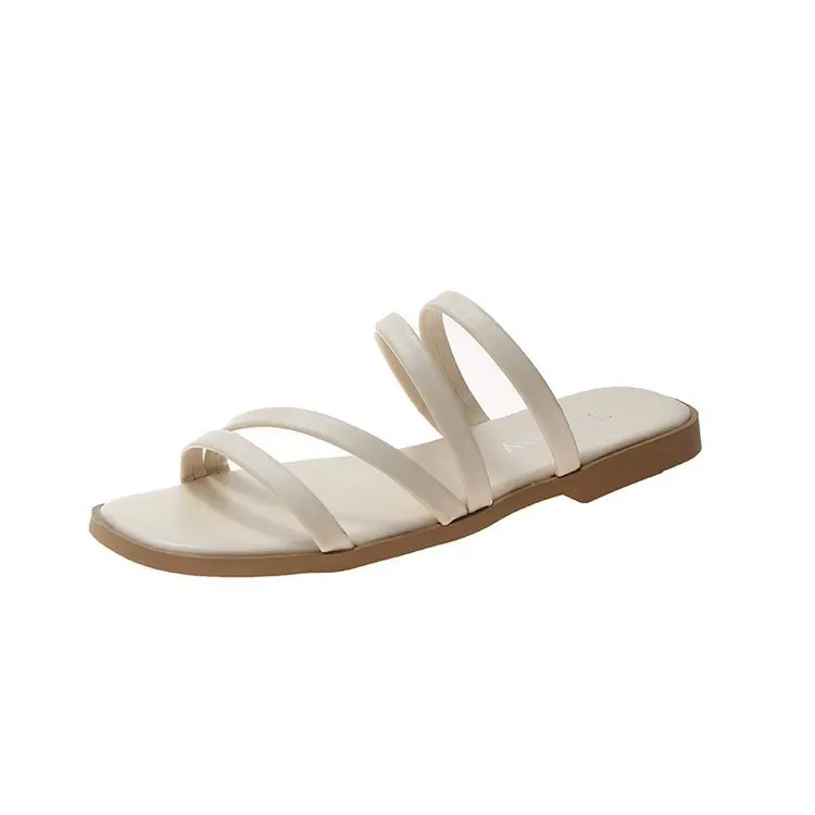 

2021 summer fashion line with low heel slippers for women's summer shoes