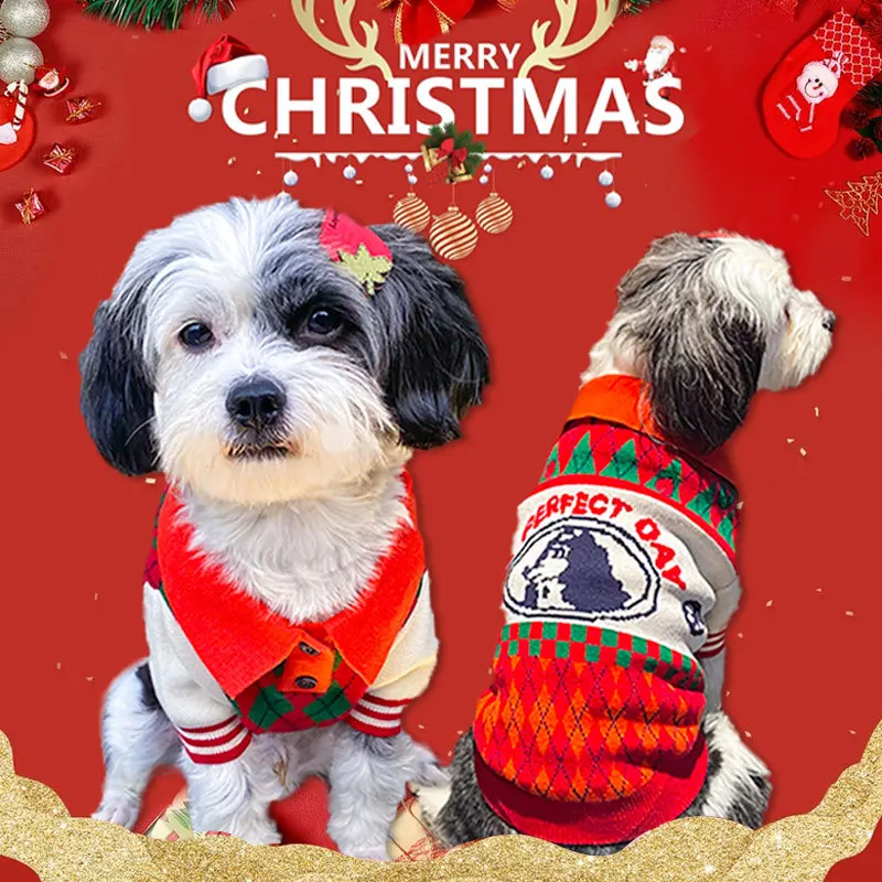 

Warm Pet Dog Sweater Pet Christmas Festive Sweater Clothes Autumn Winter Cat Soft Coat Clothing Chihuahua French Bulldog Cute Sw