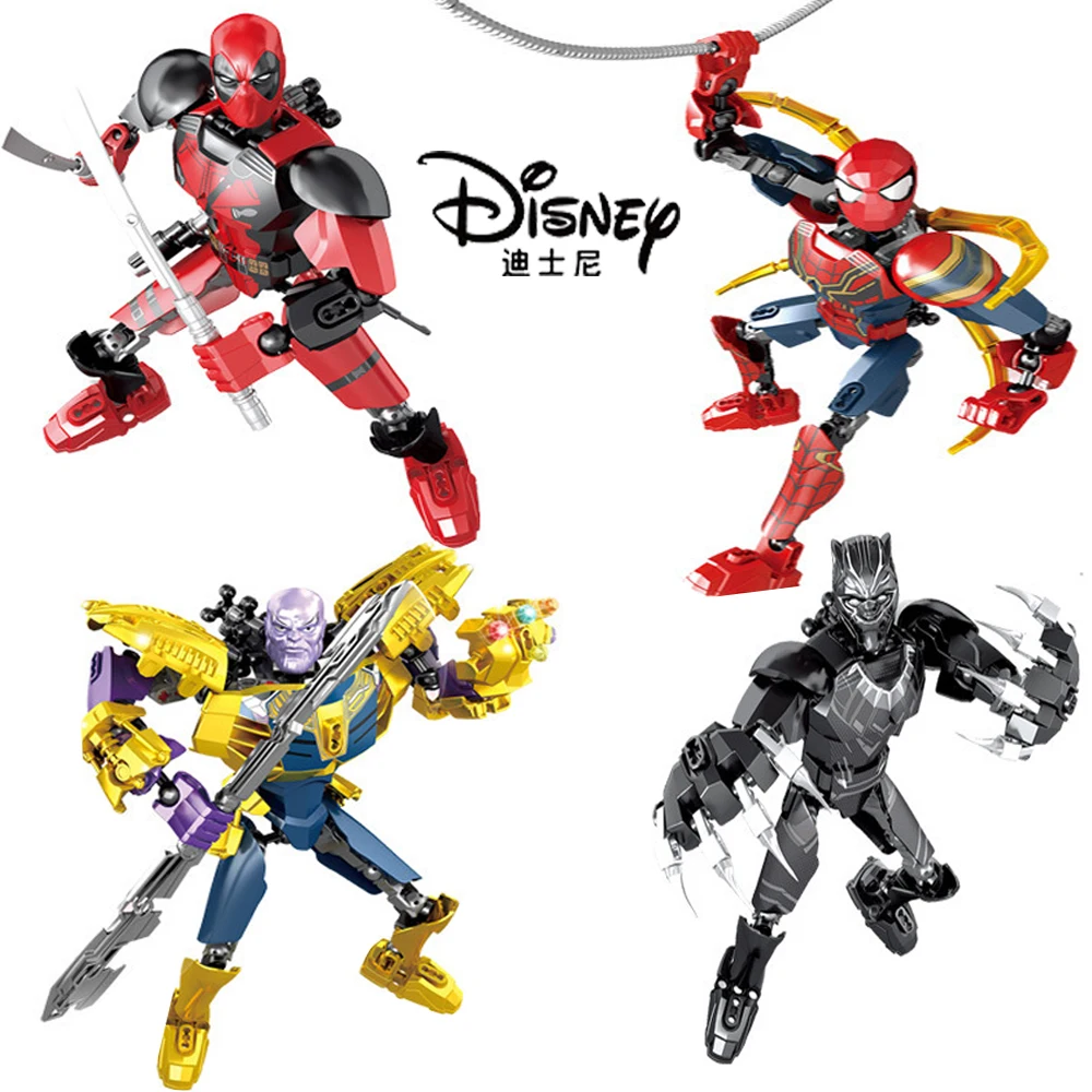 

Disney Avengers hero toy action figure model Thanos Spiderman Panther heroes assembled building blocks Toy For Kids Xmas Gift