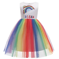 2021 christmas kids sleeveless rainbow skirt dress princess skirt girls skirt elegant performance children gowns 2 13 years