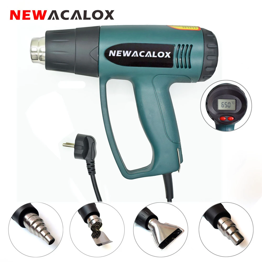 NEWACALOX ЖК-дисплей ЕС 220 в 2000 Вт Тепловая пушка с регулируемой температурой промышленная фена термоусадочная упаковка термонагреватель