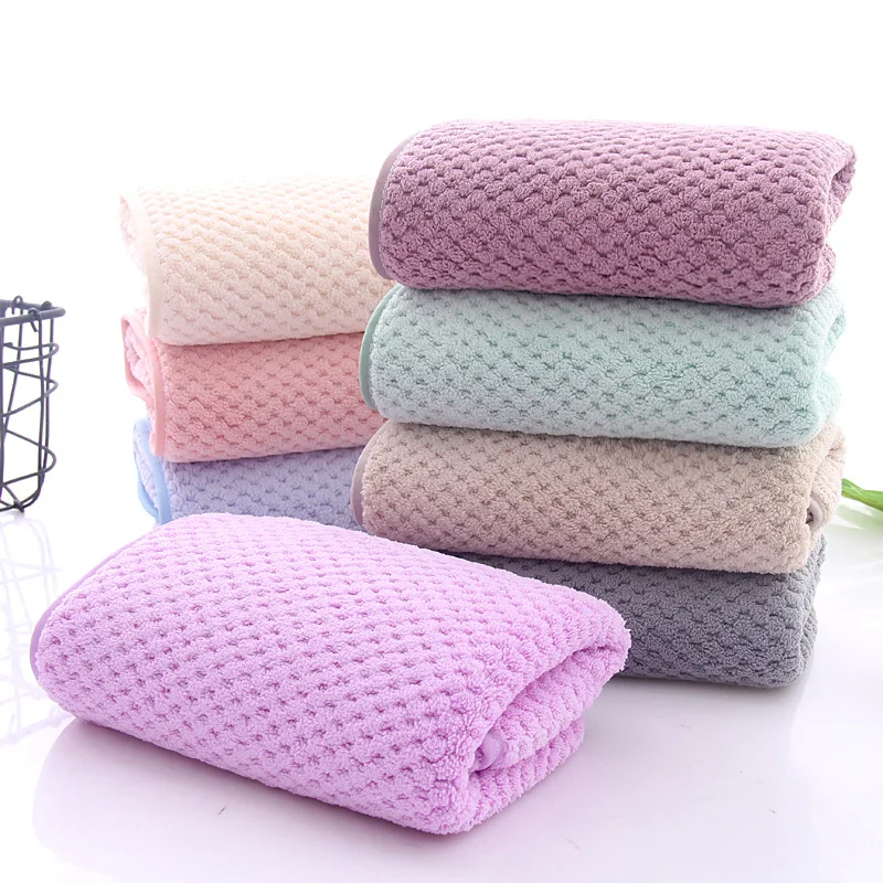 

Water Absorption Wash Towels Household Face Towels Clean Coral Fleece Towels Pineapple Grid Thick Pure Color Strong high quality