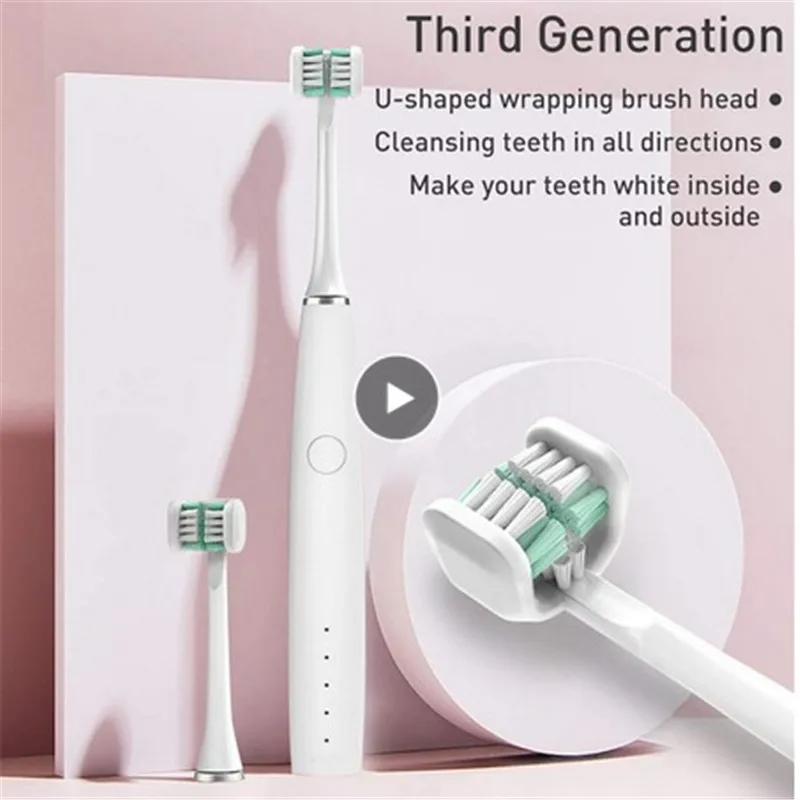 Зубная щетка для взрослых U образная Водонепроницаемая ультразвуковая мягкая