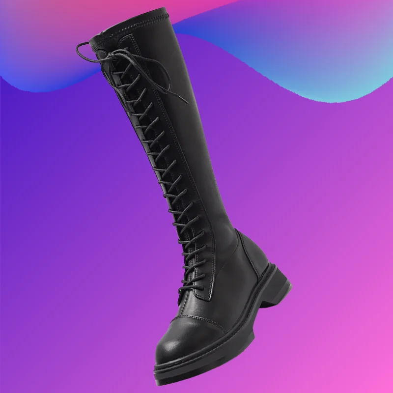 Длинные сапоги женская обувь до колена Новые облегающие высокие рыцарские