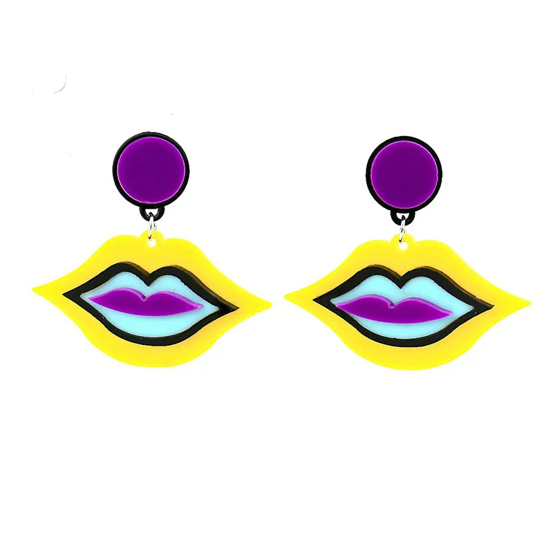 

Крупные акриловые серьги-подвески в форме рта