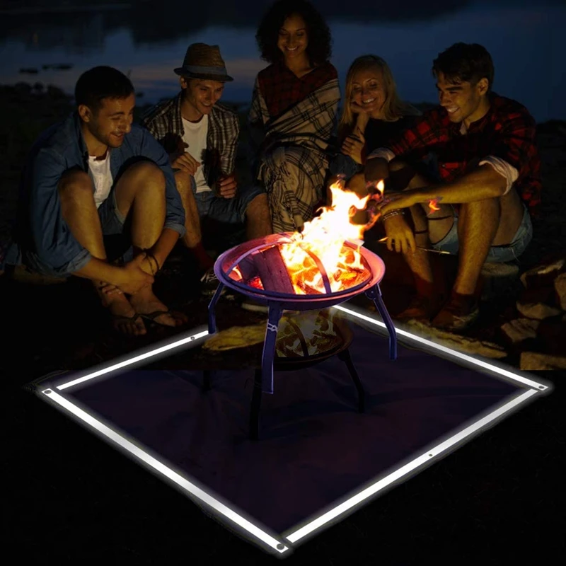 

Fire Pit Mat for Deck Visible At Night, Protection Grill & Patio Fire Pit Pad Hearth Rug, Fireproof Mat, Deck Protector