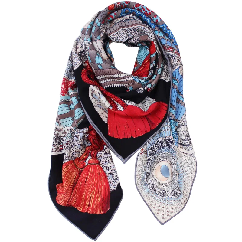 Шарф женский из 30% шелка и 70% кашемира Бархатная шаль пончо большой квадратный