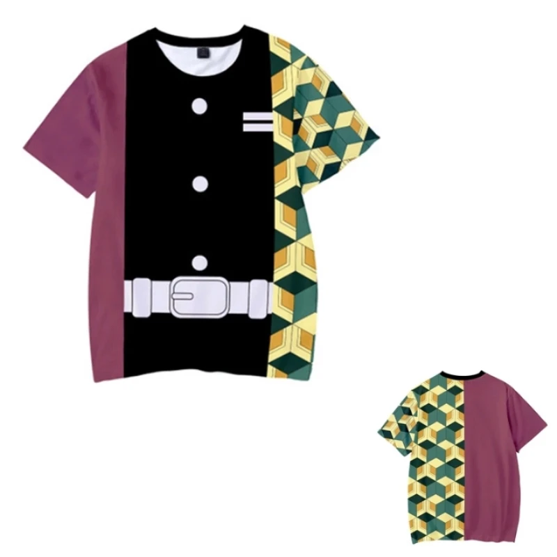 Милая Детская футболка с 3D принтом Демон-убийца аниме одежда для мальчиков