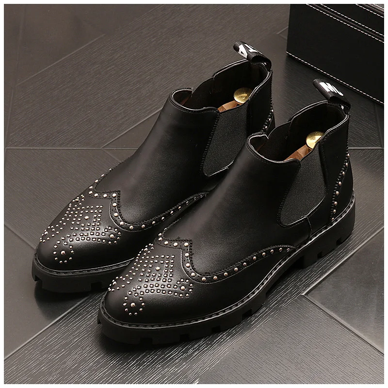 Мужские модные ботинки Челси в Корейском стиле для вечеринок и ночных клубов