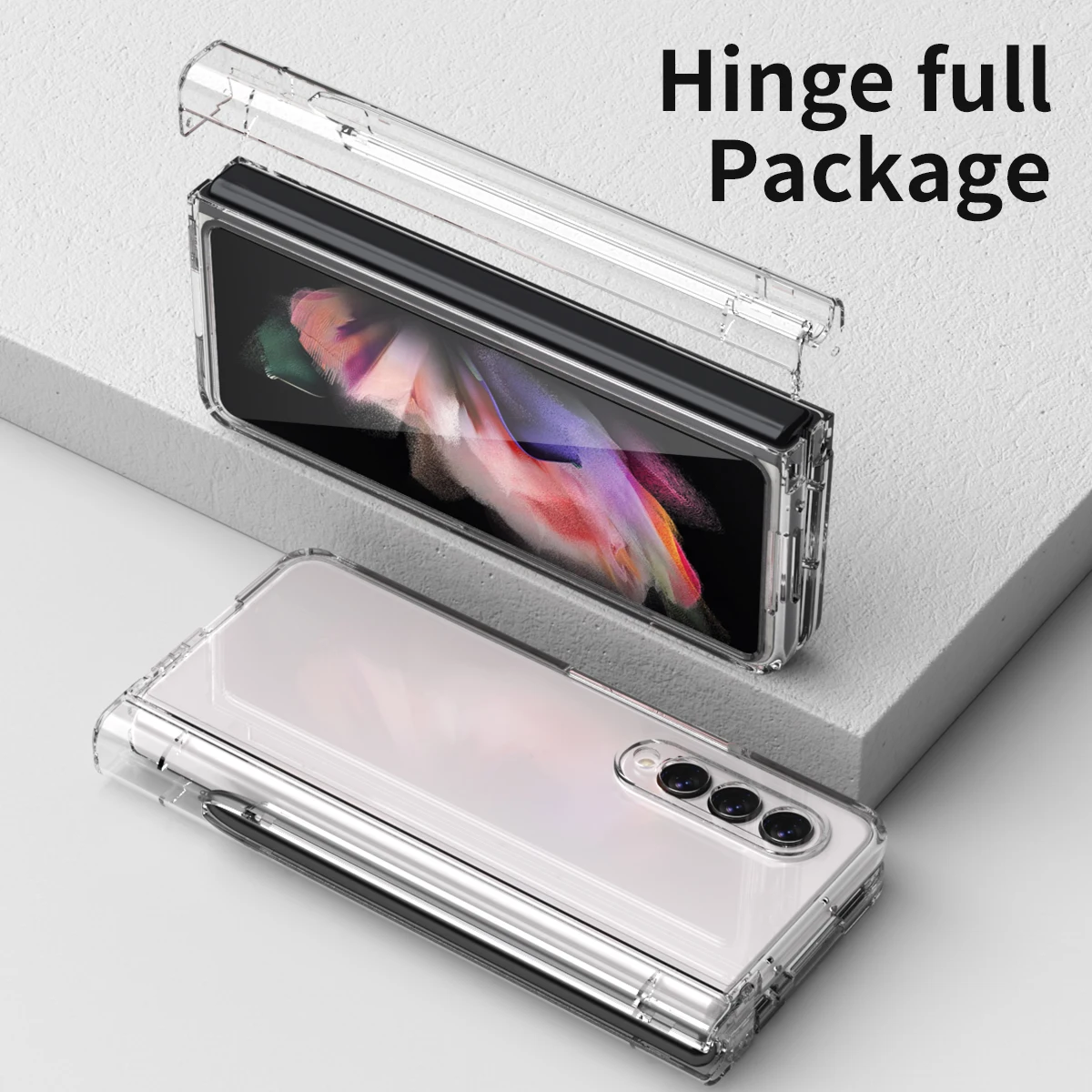 hinge protector clear phone case pen holder for samsung galaxy z fold 3 5g s pen fold edition armor protective cover front film free global shipping