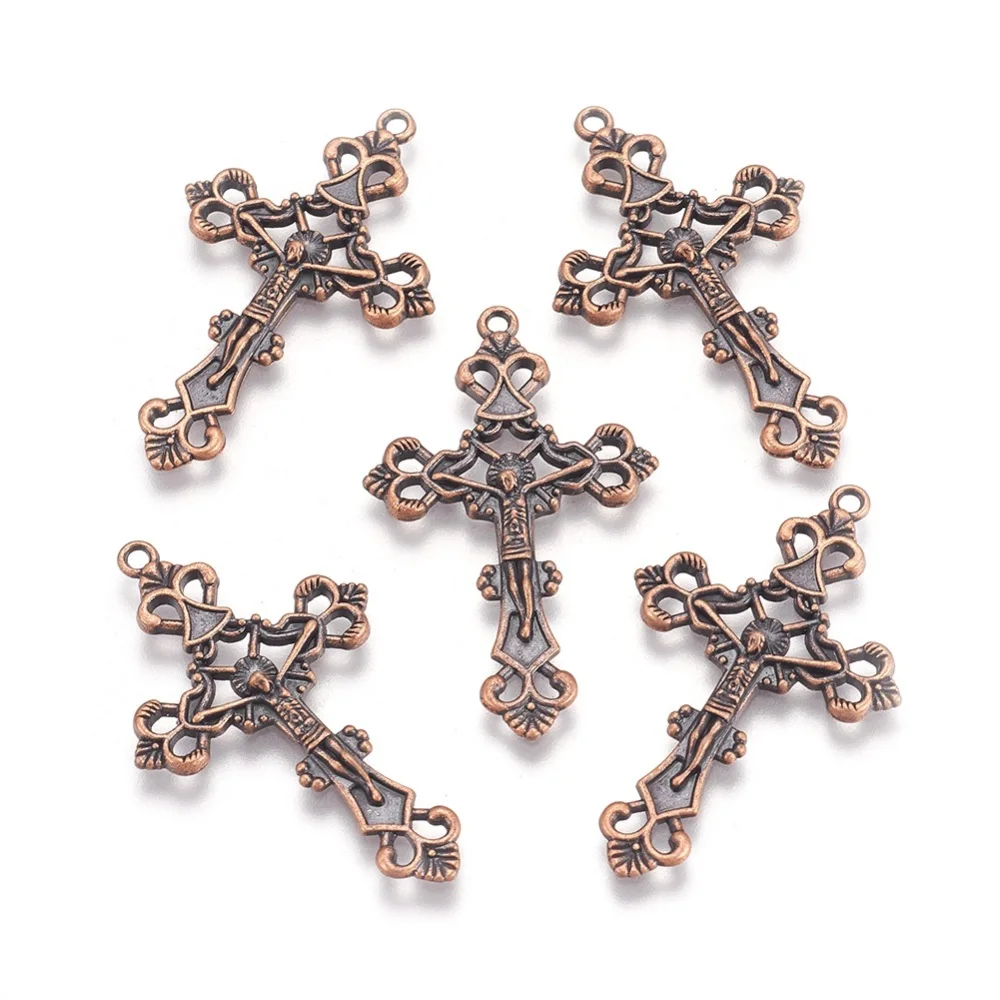 

20 pc Tibetan Style Alloy Pendants For Easter Crucifix Cross Lead Free and Cadmium Free and Nickel Free 43.5x26x3mm Hole: 2mm