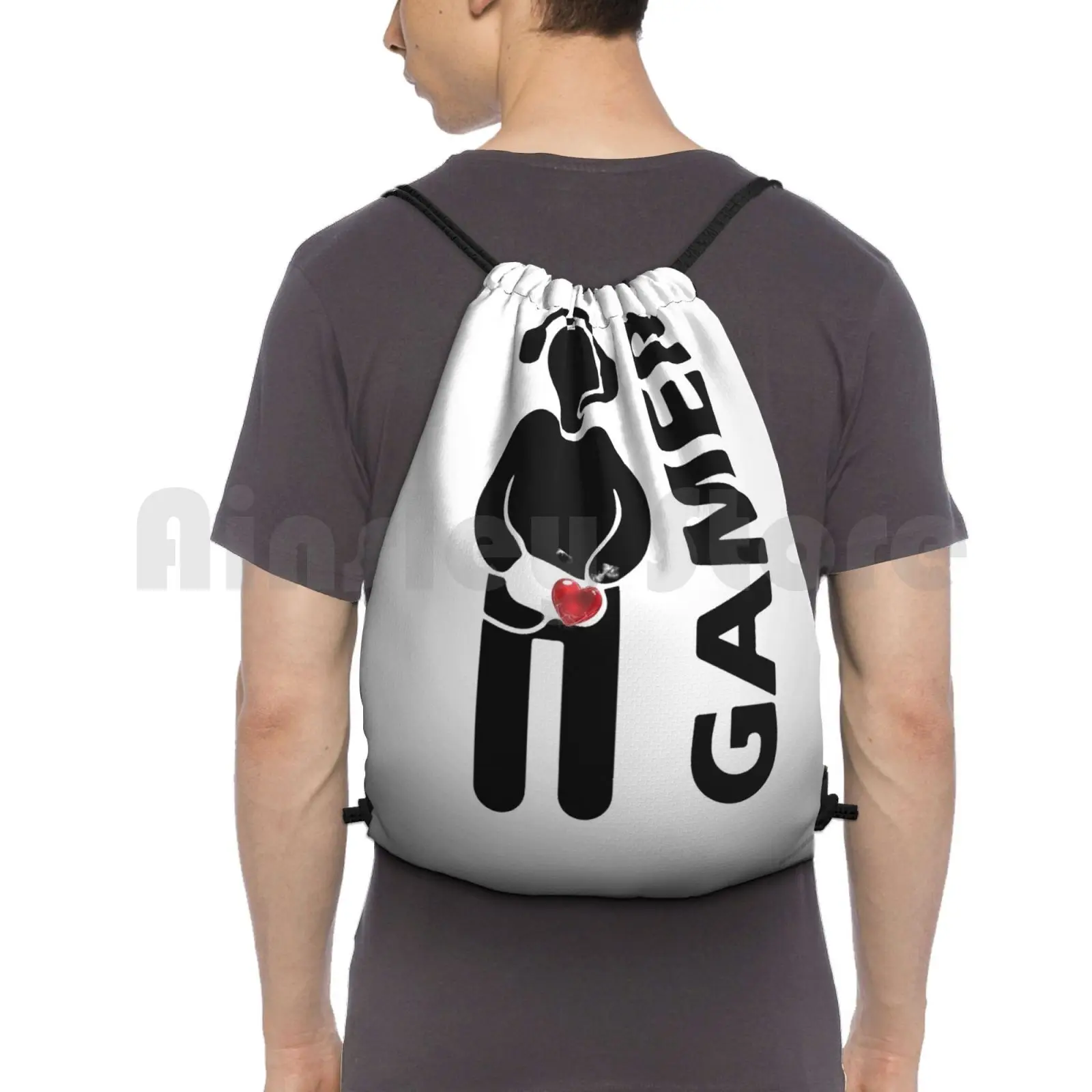 

Gamer Backpack Drawstring Bags Gym Bag Waterproof Gamer Games Xbox Play Station Levels Happy Love Controller Friends
