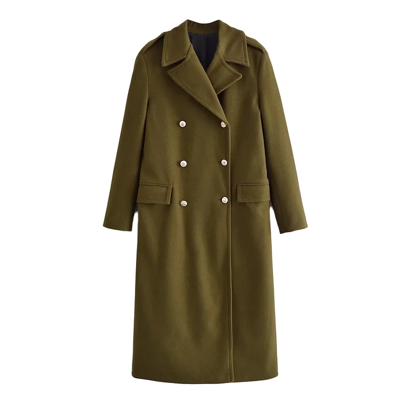 Модное женское двубортное шерстяное пальто Xitimeao в стиле ретро 2022 Женское с