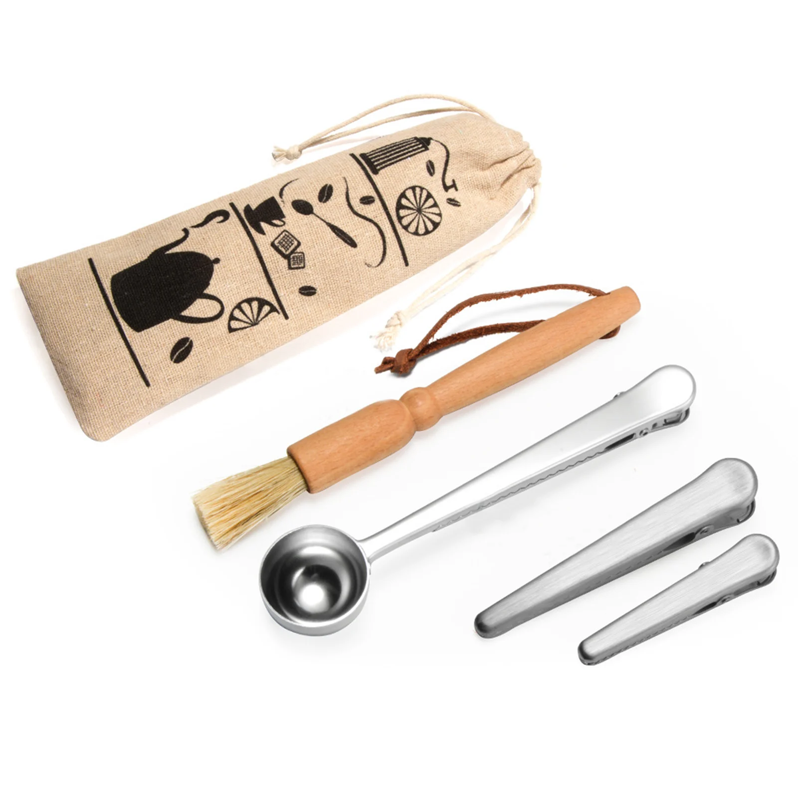 

Coffee Grinder Cleaning Brush with Scoop Clips Wood Handle Espresso Maker/Machine Bristles Brush Cleaner