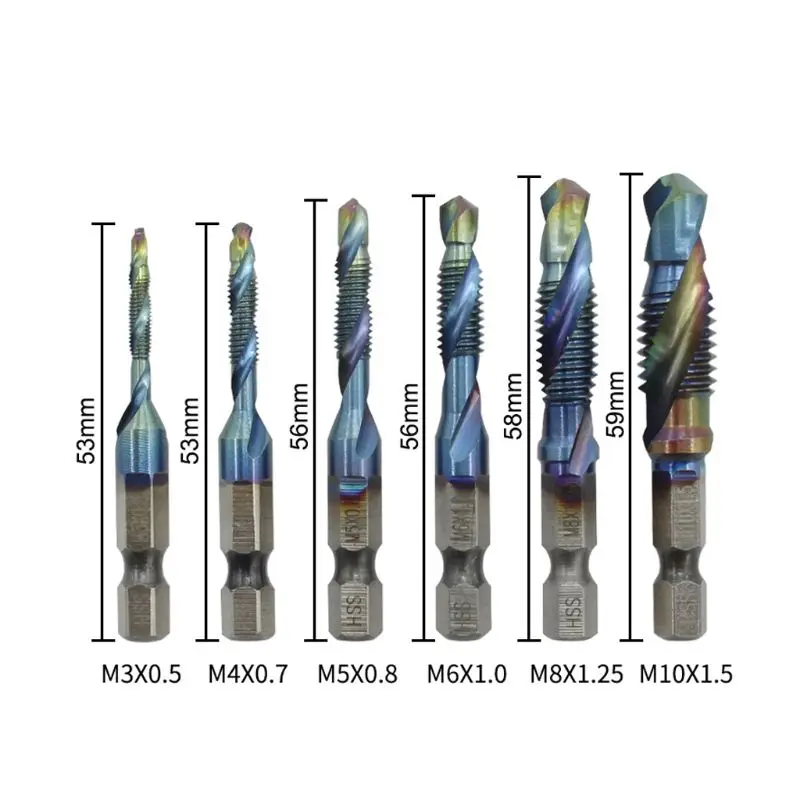 6 шт. наборы с шестигранным хвостовиком HSS Метрическая резьба Метчик ручное
