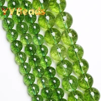 natural green peridot crystal quartz stone round loose beads for jewelry making diy bracelets necklaces accessories 15 4 12mm