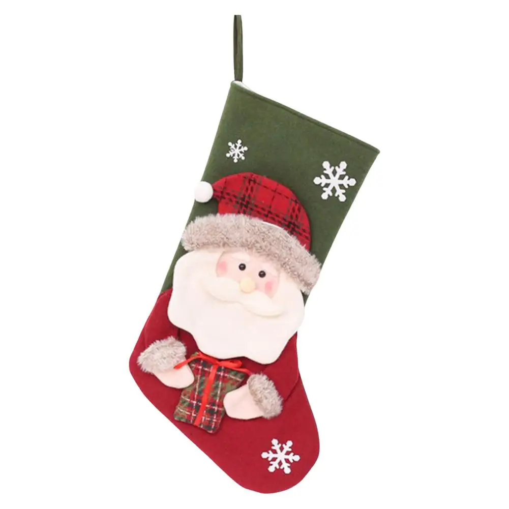 

Christmas Stockings Santas Snowman Reindeer Christmas Characters 3D Plush With Burlap Bag. Party And Christmas Decoration Fo