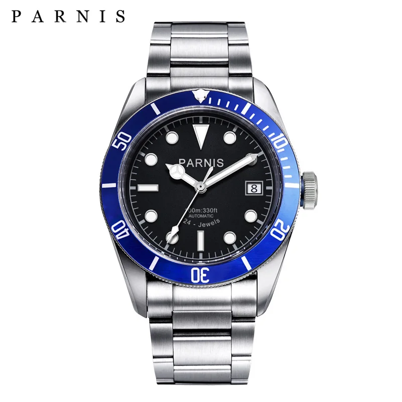 Parnis 41 мм часы Мужские автоматические полностью из нержавеющей стали светящиеся 21/24 Jewle Элитный бренд, механические наручные часы Oyser Case - Цвет: 7