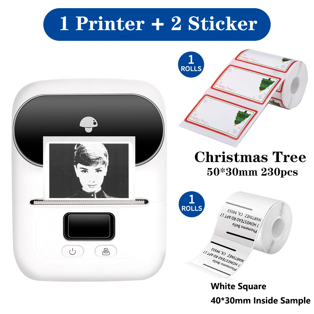 

Portable Printer Phomemo M110 Christmas Labels Sticker Maker Wireless Thermal Barcode Label Machine for Android & IOS Phone