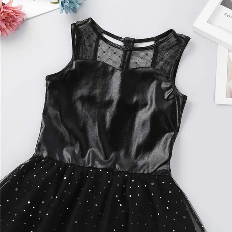 Балетное платье для девочек-подростков блестящее металлическое Сетчатое без