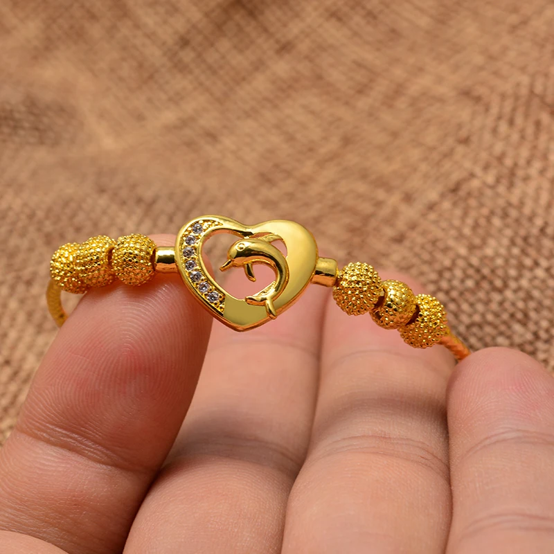 Дубайские свадебные браслеты с дельфином золотого и серебряного цвета для