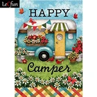 Набор для алмазной живописи LeCfun Happy живая, алмазная живопись, полное сверление, круглыйквадратный, 5D, бисер сделай сам, вышивка крестиком, домашний сад, весенний декор, подарок