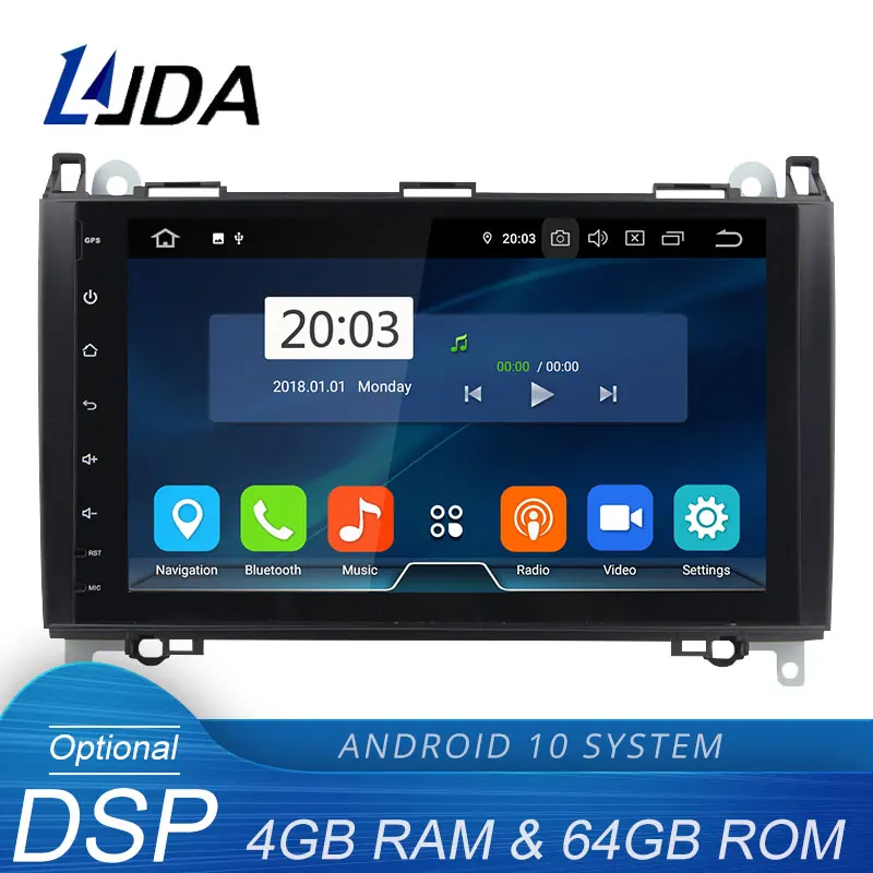 Автомобильный мультимедийный плеер LJDA Android 10 для Mercedes Benz Sprinter B200 B class W245 B170 W209 W169 GPS