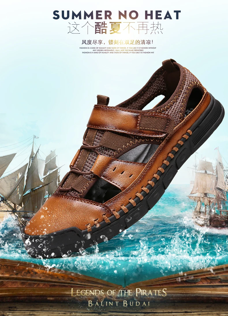 Brand New Fashion Summer Beach Breathable Men Sandals Genuine Leather Men's Sandal Man Causal Shoes Plus Size 38-46