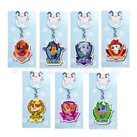 kids paw patrol key chains animation peripheral pendant cartoon pow team double sided acrylic key rings children christmas gifts