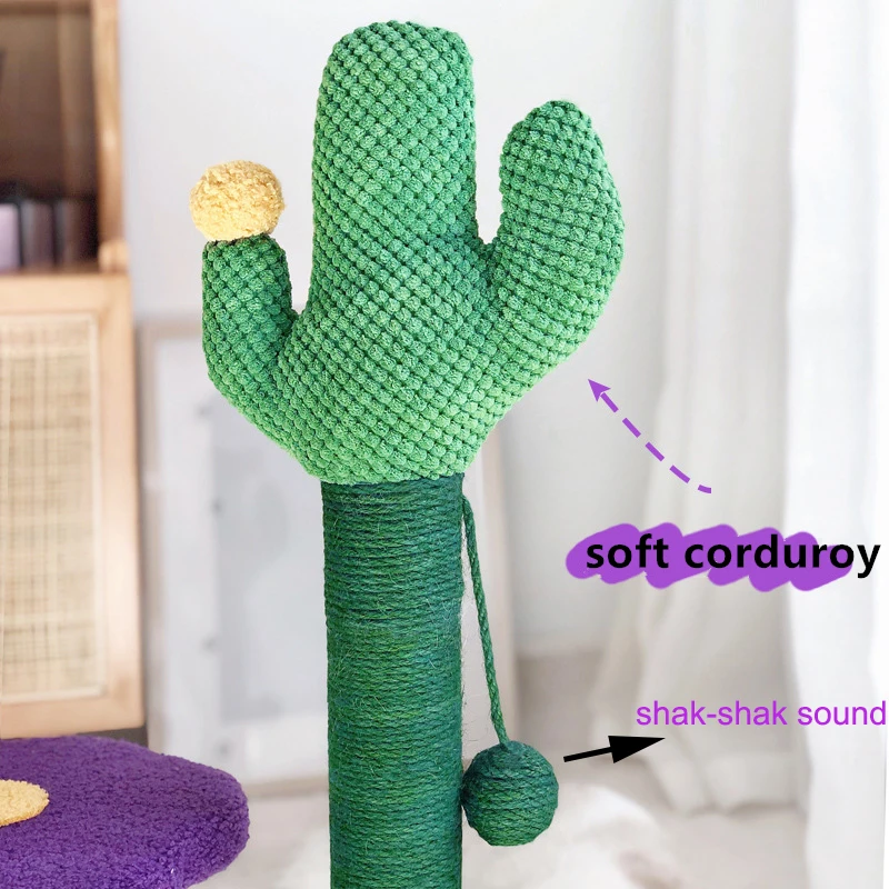 Стабильный Зеленый Кактус кошка дерево для скалолазания цветочный вельветовый