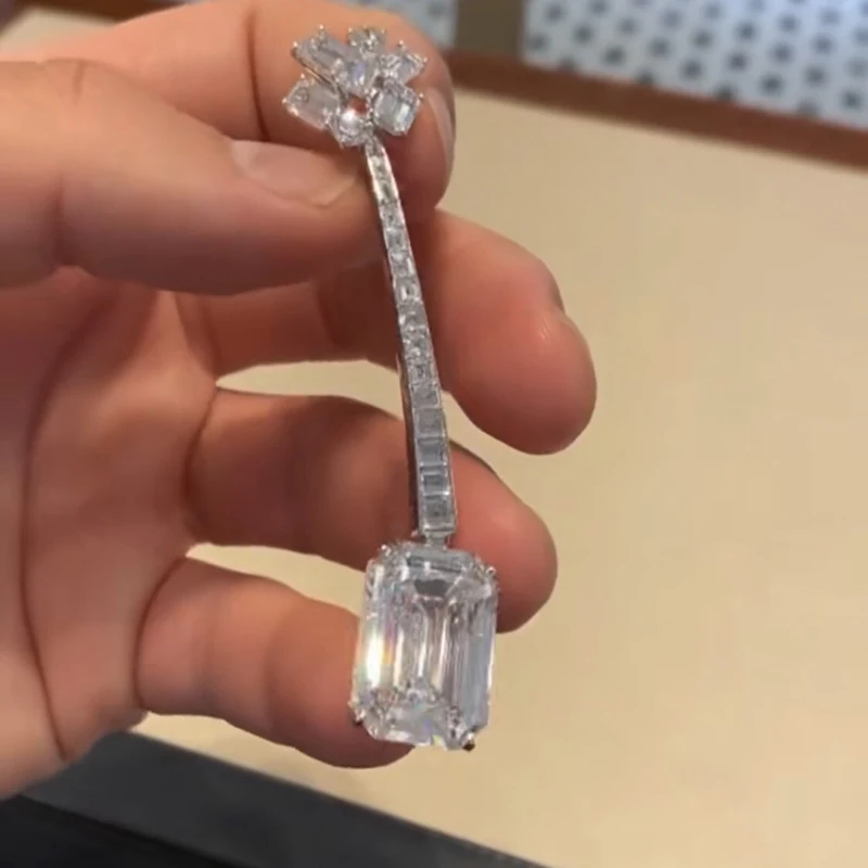 

Women's high quality S925 sterling silver cubic zircon earrings elegant fashion noble boutique Valentine's day gift