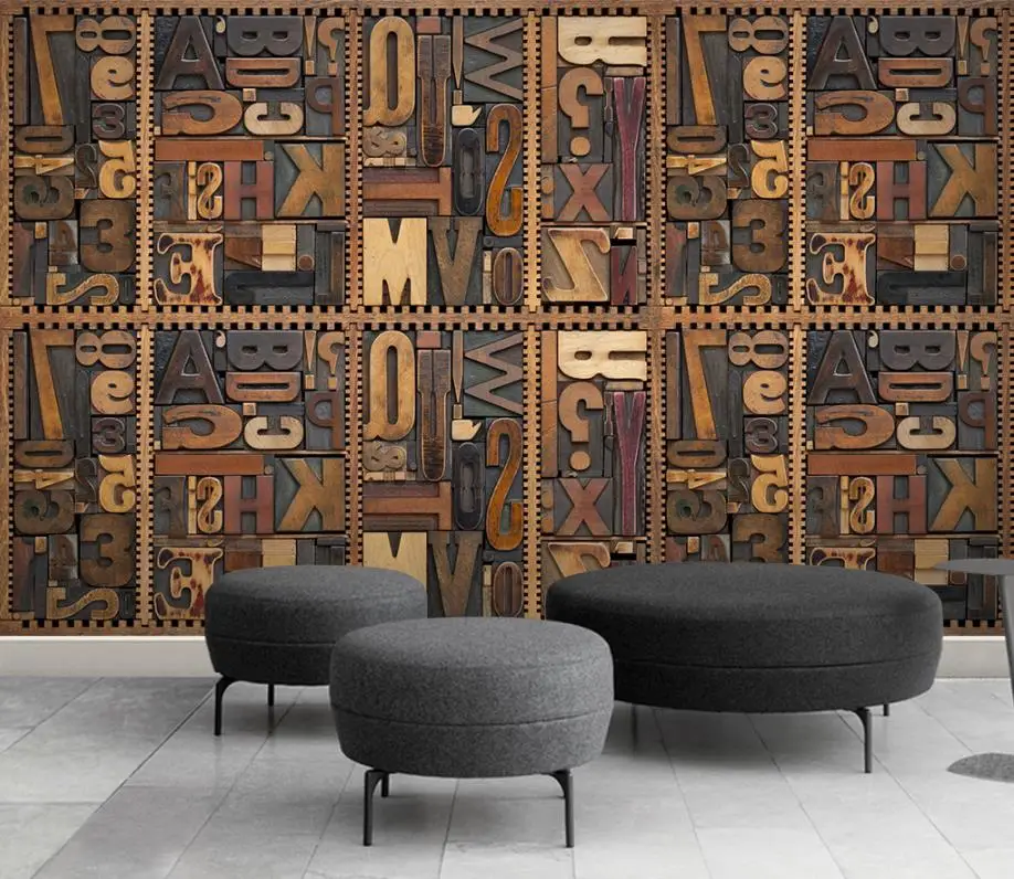 customize 3D wallpaers Woodcarving English alphabet wallpaper 3d for bedroom Living room hotel roll | Обустройство дома