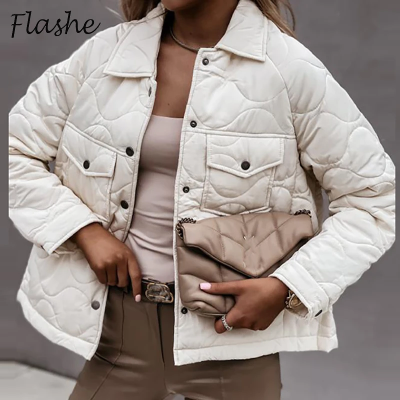 

Winter Jacket Women Turn Down Collar Short Parkas Women Fashion White Coats Women Elegant Button Jackets Female Ladies Ouwear