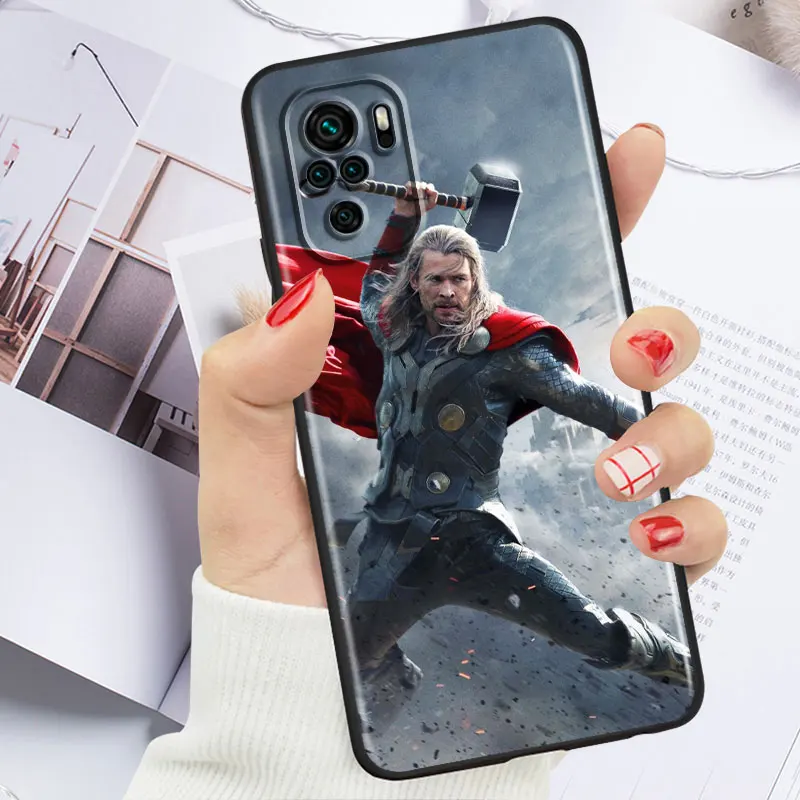 Силиконовый мягкий черный чехол для телефона с изображением героев marvel Xiaomi Redmi Note