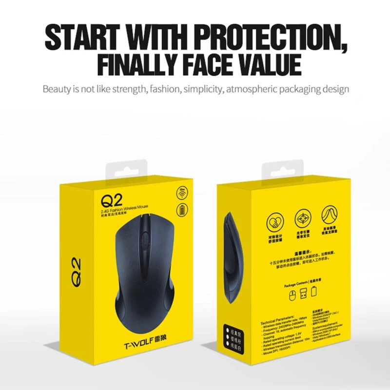 

Q2 1200DPI 2.4G Wireless Mouse Silent Mute USB Rechargeable Mice for Laptop PC