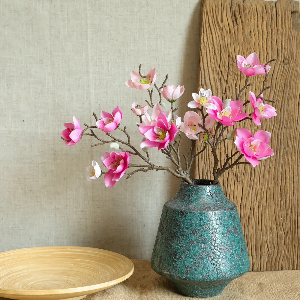 

5 Heads Simulation Magnolia Artificial Flowers Branch Home Wedding Party Decoration Orchid Silk Magnolia Flowers Decoration