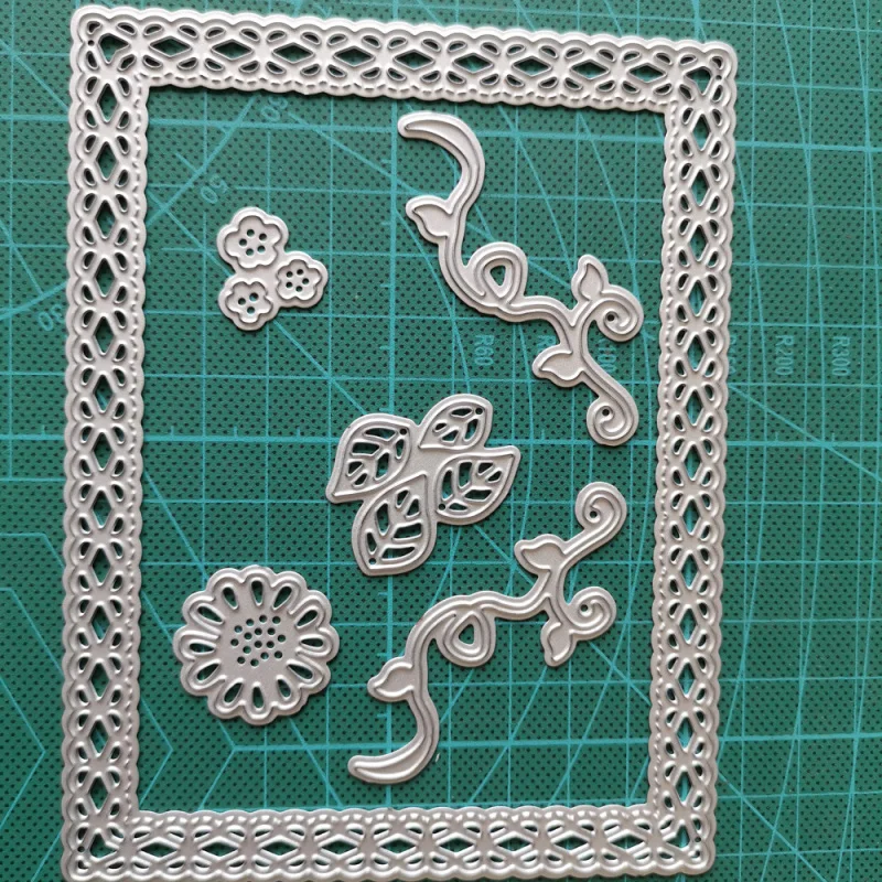 Прямоугольные края металлические Вырубные штампы цветок ветка Скрапбукинг для