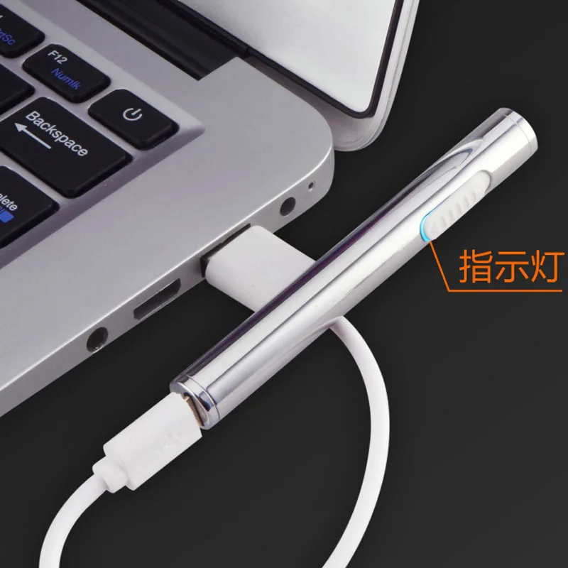 Зажигалка с USB зарядкой металлическая перезаряжаемая мини тонкая зажигалка