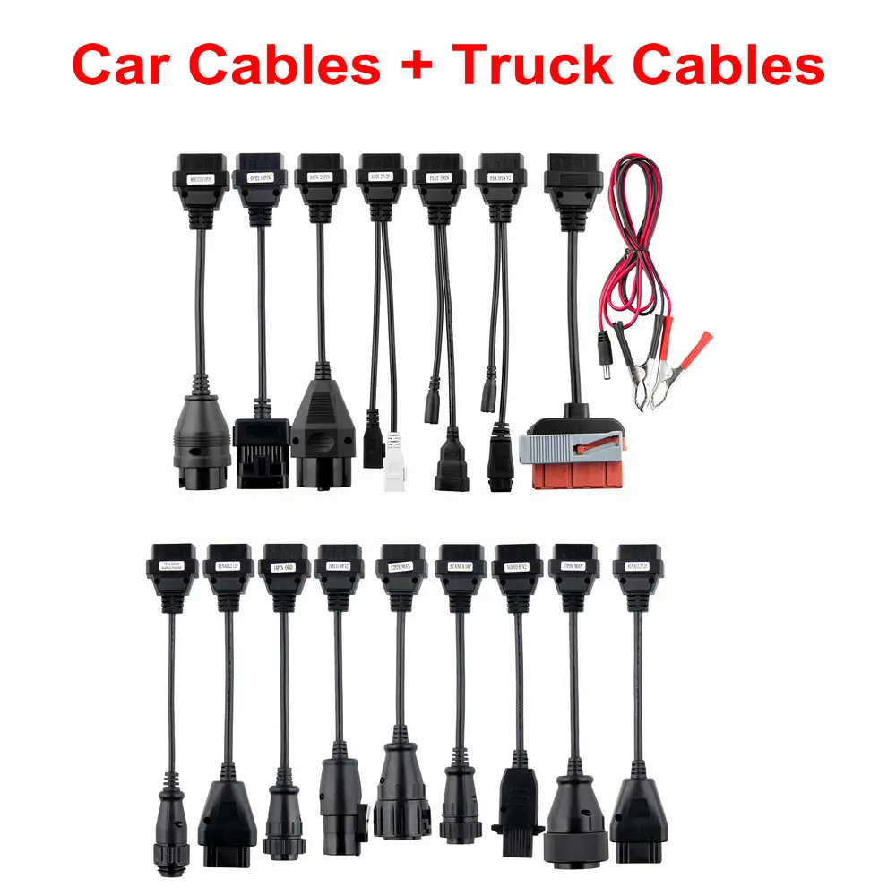 Car and truck OBD2 диагностические кабели TCS автомобильные/Грузовые кабели с полным набором 8 автомобильных кабелей TCS PRO OBD2 кабели OBDII Для MVD/Multidiag Pro - Цвет: Car and truck