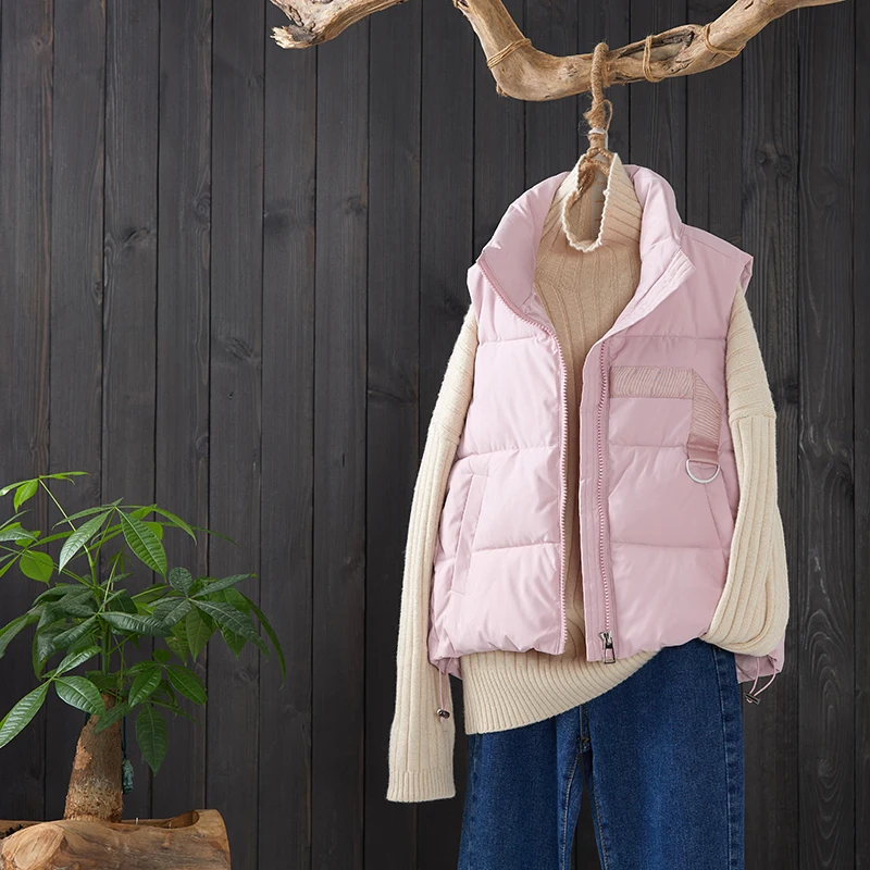 Женский жилет-стойка зимняя теплая плотная Повседневная ветровка однотонная