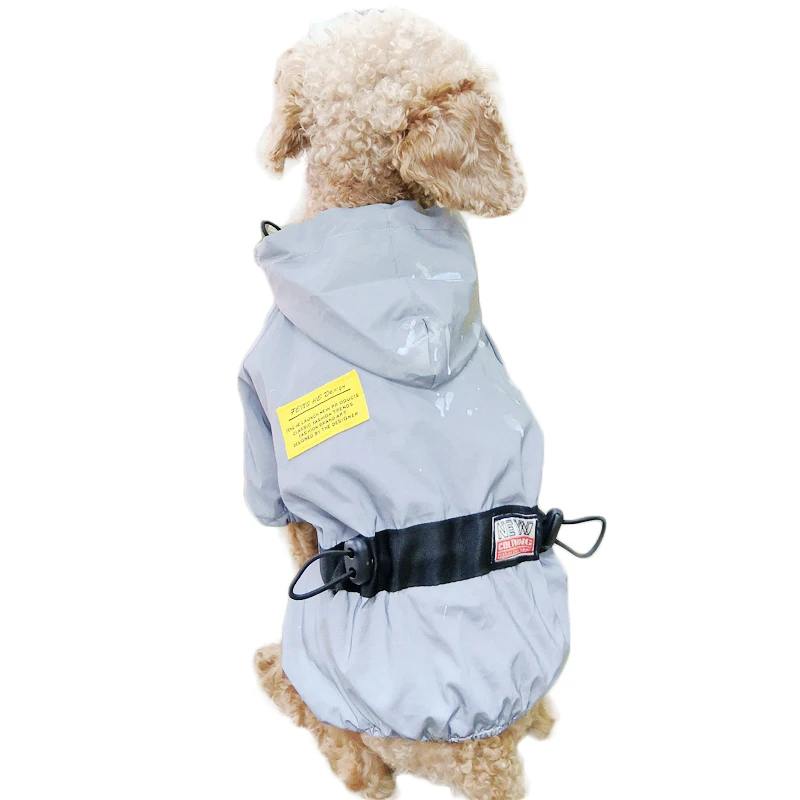 Серебристый светоотражающий дождевик для собак французский бульдог терьер