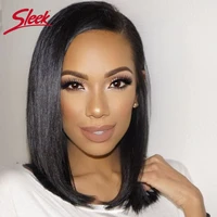 sleek short human hair wigs for women 100 remy brazilian hair bob wigs real straight human hair wigs right u part lace wig