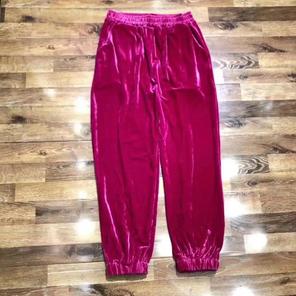 Женские длинные брюки с поясом на резинке повседневные однотонные фонариками