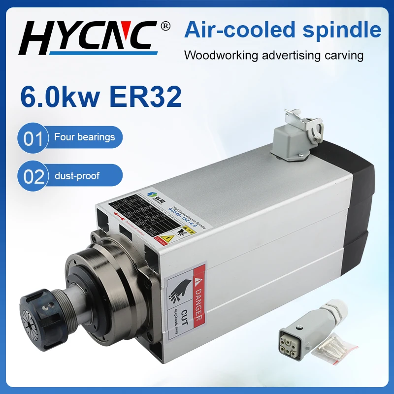 6 кВт квадратный электродвигатель шпинделя с воздушным охлаждением ER32 300 Гц 4
